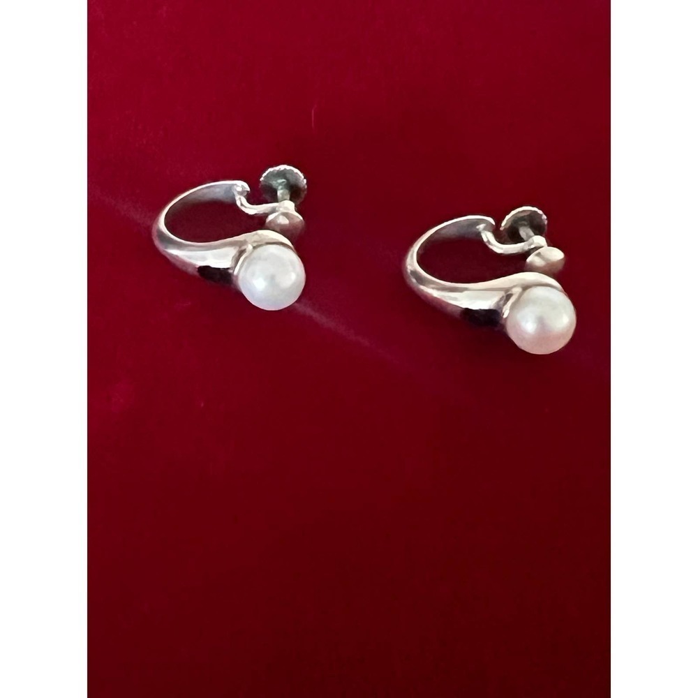 Authentic Sterling silver Cartier 18k Pearl earrings